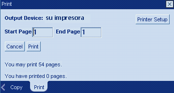 menú de impresión